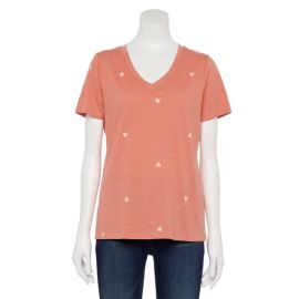 Sonoma Goods For Life Everyday V Neck Tee in Coral Heart at Kohls