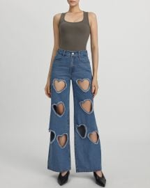 Sophia Embellished Heart Cut-Out Denim Jeans - Medium Blue JW PEI at JW Pei