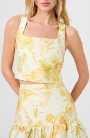 Sophie Floral Sleeveless Taffeta Crop Top at Nordstrom