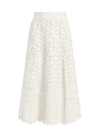 Sosie Leather Midi Flare Skirt In Cream Alice Olivia at Alice + Olivia