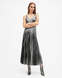 Spark 2-In-1 Pleated Maxi Dress Grey MarlSilver ALLSAINTS US at All Saints