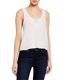 Sparkle Thermal Cropped Henley Tank by Chaser at Last Call