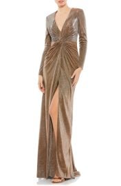 Sparkle Twist Front Long Sleeve Gown at Nordstrom