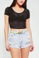 Sparkle and Fade Geo Mesh Cropped Tee at Urban Outfitters