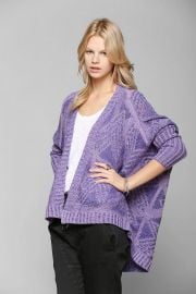 Sparkle and Fade Geo-Plaited Open Cardigan in purple at Urban Outfitters