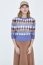 Zara sequin argyle clearance sweater