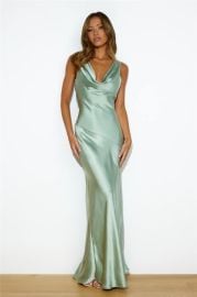 Special Guest Satin Maxi Dress Sage Hello Molly at Hello Molly