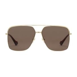 Specialized fit navigator sunglasses in gold-toned metal US at Gucci