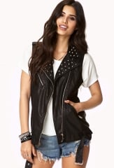 Spike leather vest at Forever 21