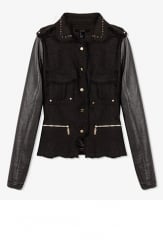 Spiked Collar Tweed Jacket at Forever 21