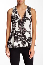 Splash Flower Print Silk Peplum Tank at Nordstrom Rack