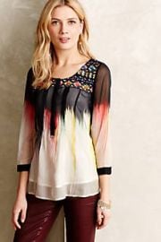 Splashed andamp Embroidered Peasant Top at Anthropologie