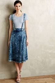 Splattered Denim Overall Skirt at Anthropologie