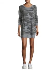 Splendid Camo-Print Crewneck Sweatshirt Dress at Neiman Marcus