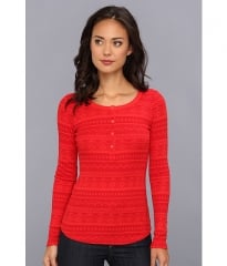 Splendid Fairisle Thermal Henley Vermillion at Zappos