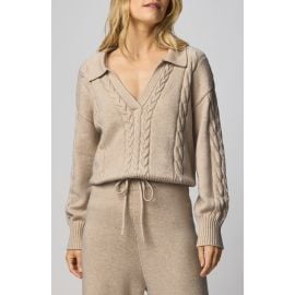 Splendid Jet Set Cable Stitch Polo Sweater at Nordstrom