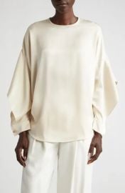 Split Sleeve Open Back Liquid Satin Top at Nordstrom