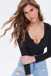 Split-neck Long Sleeve Bodysuit at Forever 21