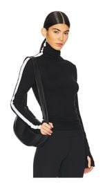 Splits59 Jackson Rib Full Length Turtleneck Top In Black White at Revolve