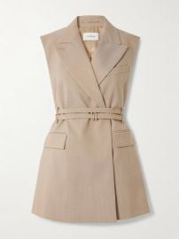 Sportmax Oversized belted grain de poudre wool vest at Net a Porter