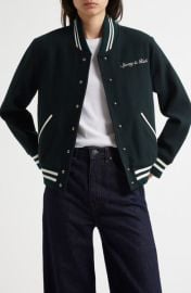 Sporty & Rich Syracuse Wool Blend Graphic Varsity Jacket at Nordstrom