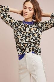 Sporty Leopard Sweater at Anthropologie