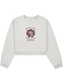 Sporty Rich Hotel Flocked Logo Cropped Sweatshirt in Cotton at Farfetch