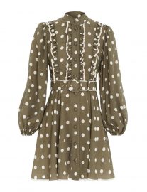 Spot Frill Mini Dress OliveCream Dot Online  Zimmermann at Zimmermann