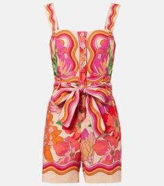 Spring Affair printed linen-blend romper at Mytheresa