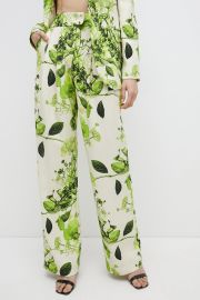 Spring Green Botanical Bunches Tailored Wide Leg Pants at Karen Millen