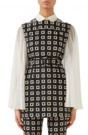 Square-G Logo Print Belted Faille Tunic at Nordstrom