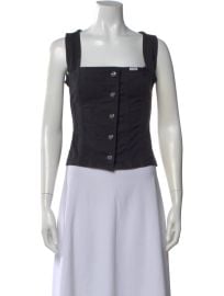 Square Neckline Sleeveless Button-Up Top at The Real Real