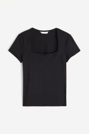 Square-neck Top - Black - Ladies HampM US at H&M