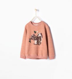 Squirrel sequinned sweatshirt at Zara