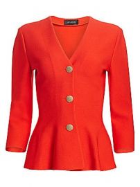 St  John - Sculptural Milano Knit V-Neck Peplum Jacket at Saks Fifth Avenue