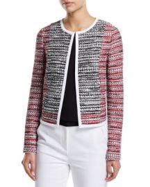 St  John Collection Amelia Knit Tweed Jacket with Contrast Binding at Neiman Marcus