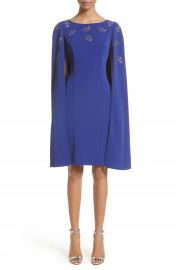 St  John Collection Embellished Classic Stretch Cady Cape Dress at Nordstrom