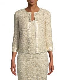 St  John Collection Gilded Eyelash Knit Jacket with Hand-Beaded Trim at Neiman Marcus