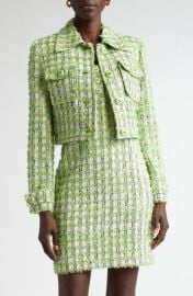 St. John Collection Plaid Eyelash Tweed Crop Jacket at Nordstrom