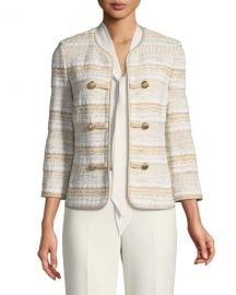 St  John Collection Speckled Stripe Tweed Knit Jacket at Neiman Marcus