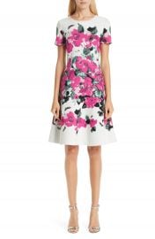 St  John Collection Vibrant Blooming Jacquard Fit  amp  Flare Dress   Nordstrom at Nordstrom