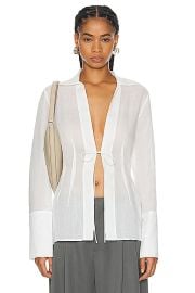 St Agni Sheer Linen Tie Top in White FWRD at FWRD