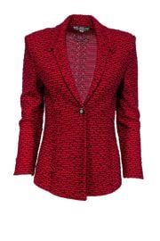 St John - Red amp Black Knit Blazer Sz 2 Current Boutique at Current Boutique