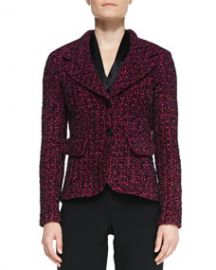 St John Collection 2-Button Blazer with Pockets BoysenberryMulti at Neiman Marcus