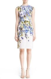 St John Collection Budding Floral Print Stretch Silk Cr pe de Chine Sheath Dress at Nordstrom