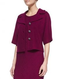 St John Collection Chevron Twill Knit Elbow-Sleeve Jacket Boysenberry at Neiman Marcus