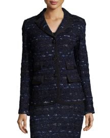 St John Collection Evening Cruise-Stripe Jacket NavyMulti at Neiman Marcus