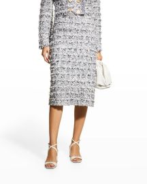 St John Collection Fil Coupe Eyelash Tweed Midi Skirt at Neiman Marcus