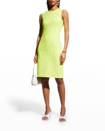 St John Collection Metallic Slub Knit Sheath Dress at Neiman Marcus