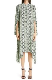 St John Collection Snakeskin Print Crpe de Chine Long Sleeve Midi Dress at Nordstrom